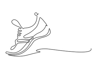 Sport shoes. Sneakers. Continuous line drawing  illustration. - 535846529