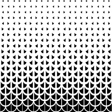 Halftone seamless pattern. Repeated black fade geometry gradient on white background. Repeating abstract faded texture for design prints. Repeat gradation fadew geometric patern. Vector illustration
