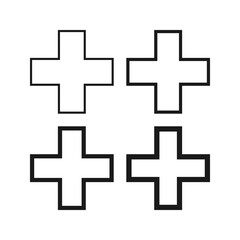 Obraz premium Hollow Swiss Cross Stroke Shape Icons