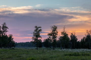 Fototapeta na wymiar Sunset over Elk Island National Park, Alberta, Canada