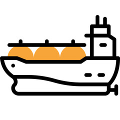 tanker ship flat line icon