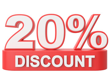3D twenty percent discount. 20% discount. 20% sale.