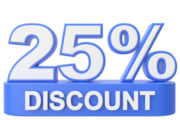 Twenty five percent discount. 25% discount. 25% sale.