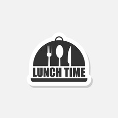 Lunch time icon sticker isolated on white background