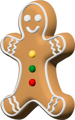 Cute sweet Merry Christmas cartoon 3D gingerbread man cookies