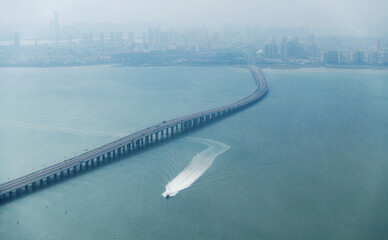 Fototapeta na wymiar Aerial view of the bridge cross the island and land