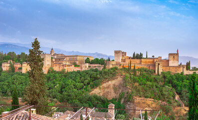 Fototapeta na wymiar Ancient Alhambra palace in Granada old town, Spain.