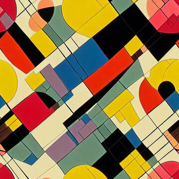 Seamless abstract pattern. Ceramic tiles Kandinsky style. Seamless repeat pattern for poster, greeting cards, headers, baner, website. 3d illustration
