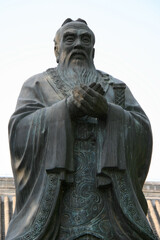 statue at the imperial college (guozijian) in beijing (china)
