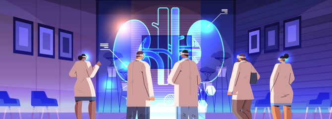 doctors in digital glasses looking at virtual detailed explanation anatomical kidneys internal organ vr vision metaverse © mast3r