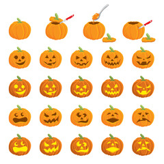 Variety Set of Pumpkin Jack o Lanterns