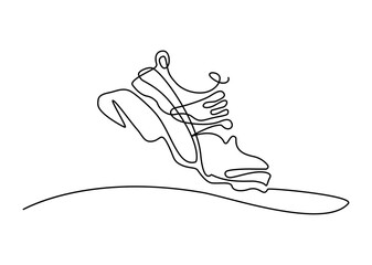 Sport shoes. Sneakers. Continuous line drawing  illustration.