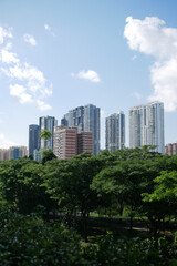 Fototapeta na wymiar high angle view of singapore city buildings sunny day 
