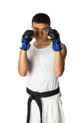 A Black Belt Teenage Boy Posing