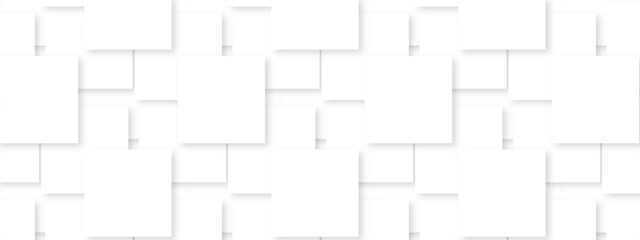 Abstract white geometric overlapping square pattern, design of technology background with shadow. Vector illustration. You can use for add, poster, design artwork, template, banner, wallpaper