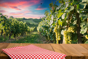 Beautiful sunset over Tuscan vineyards.