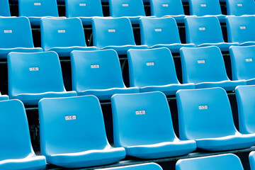 Empty blue seat in stadium