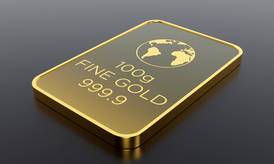 Gold Biscuits isolated on dark luxurious background, 10g bar , premium illustration. 3D Rendering