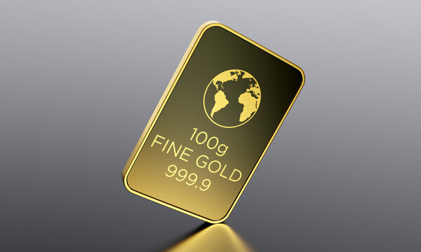 Gold Biscuits isolated on dark luxurious background, 10g bar , premium illustration. 3D Rendering