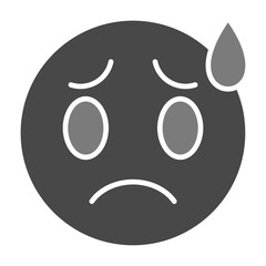 Worried Greyscale Glyph Icon