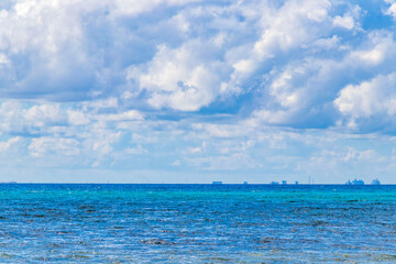 Obraz premium Tropical landscape panorama view to Cozumel island cityscape Mexico.