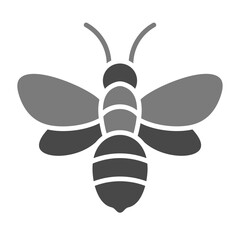 Bee Greyscale Glyph Icon