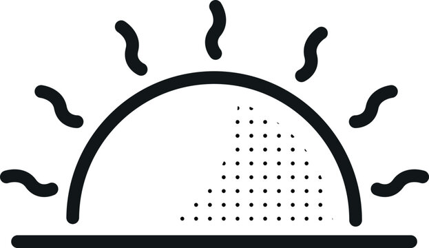 The Sun with rays and dots vector icon symbol illustration