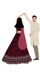 indian couple dancing caricature position- indian wedding- indian dress