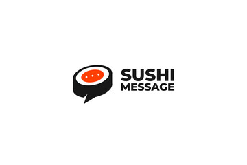 Sushi message logo design vector template illustration