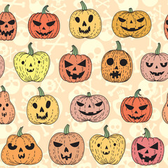Pattern with Halloween pumpkins