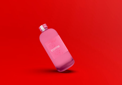 3D Floating Glass Bottle Mockup
