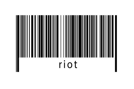 Barcode on white background with inscription riot below