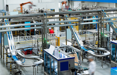 Production line in milk factory