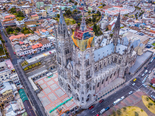 basilica of the national vow in Quito, the capital of Ecuador, a cathedral that is always under...