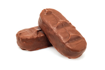 Chocolate bar with coconut on a white background. Chocolate with coconut flakes isolate
