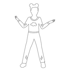 child dancing set sketch ,outline icon isolated vector