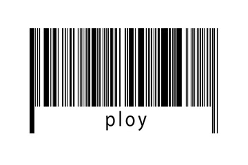 Barcode on white background with inscription ploy below