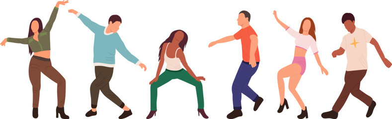 Obraz na płótnie Canvas dancing people on white background, isolated vector