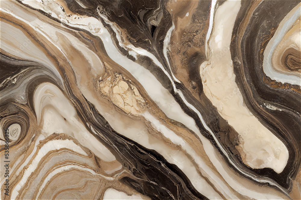 Wall mural White gray and brown marble