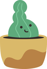Funny cactus cute style vector illustration set