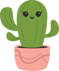 Funny cactus cute style vector illustration set