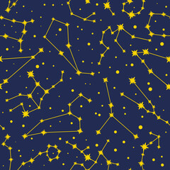 Pattern from constellations on a blue background