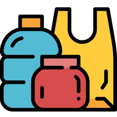 plastic filled outline icon