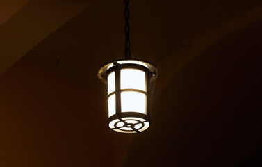 Fototapeta na wymiar Street lamp glow in dark