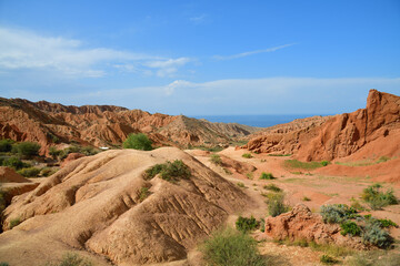 Beautiful mountain landscape in the canyon Fairy Tale, Kyrgyzstan