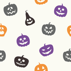 Design of Halloween pattern with funny pumpkin lanterns. Vector