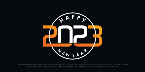 2023 happy new year logo design vector illustration with creative unique concept