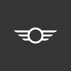 Circle with wings icon vector illustration. Motorcycle vintage circle with wings logo isolated on dark background. Awesome motorcycle logo inspiration.