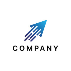 modern blue arrow technology logo design