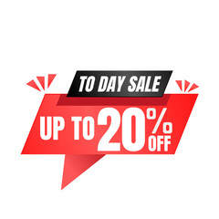 20% off sale balloon. Red and black vector illustration . sale discount label design, Twenty 